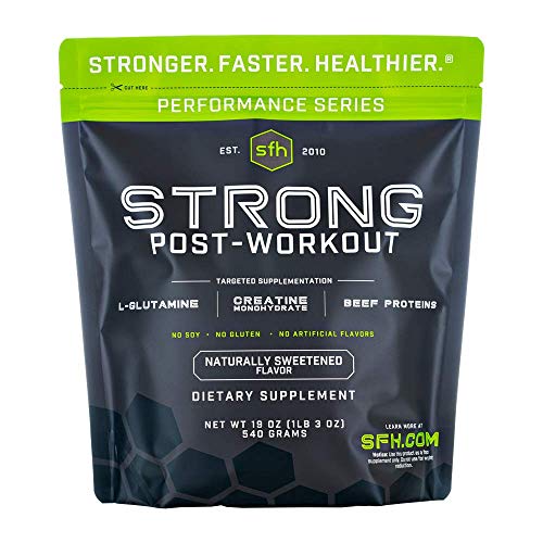 Book Cover STRONG Muscle Builder by SFH | Creatine Glutamine & Serum Beef Protein for Lean Muscle Growth & Strength | Keto Creatine Workout Supplements for Men & Women | Free of Gluten Sugar Soy GMO (1.19lb Bag)