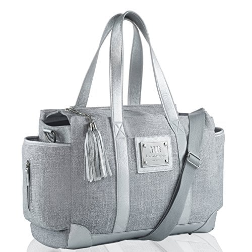 Book Cover MB Krauss Large Diaper Bag Stylish Tote for Mom and Dad Babyâ€‹ â€‹â€‹Organizerâ€‹ â€‹â€‹Bag for Boys and Girls with Changing Padâ€‹ and Big Pockets (Grey)
