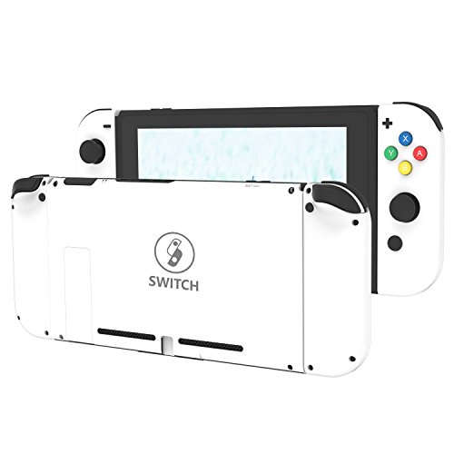 Book Cover BASSTOP DIY Replacement Housing Shell Case Set for Switch NS NX Console and Right Left Switch Joy-Con Controller Without Electronics (White Set)