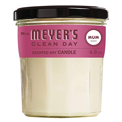 Book Cover Mrs. Meyerâ€™s Clean Day Scented Soy Candle, Mum Scent, 4.9 Ounce Candle