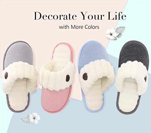 Book Cover HomeTop Womenâ€™s Cute Comfy Fuzzy Knitted Memory Foam Slip On House Slippers Indoor