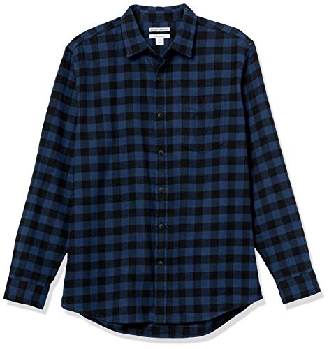 Book Cover Amazon Essentials Men's Regular-Fit Long-Sleeve Plaid Flannel Shirt