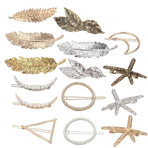 Book Cover Jaciya 15pcs Hair Accessories for Women - Minimalist Dainty Hair Clips for Women Hollow Geometric Alloy Hairpin Clamps Pearl hair clips,Starfish, Leaf, Circle, Triangle and Moon Gift for Thanksgiving