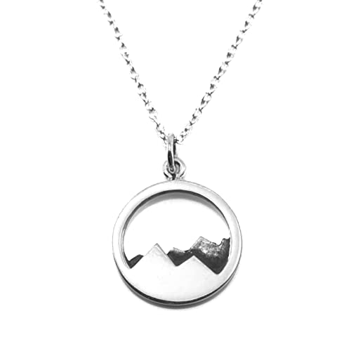 Book Cover Sterling Silver Mountain Pendant Necklace, 18