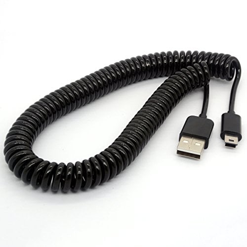 Book Cover BSHTU Mini USB Cable Spiral Coiled USB 2.0-A to Mini-B 5-Pin Data Sync & Charger Lead Connector(3 Meter)
