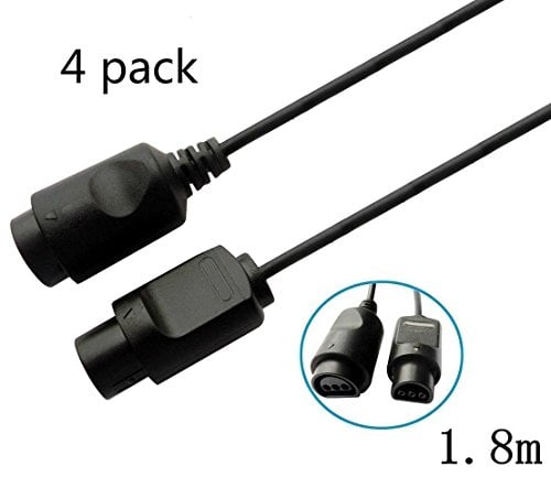 Book Cover eLUUGIE 4 Packs 6ft long Replacement Extension Cable for Nintendo 64 N64 Controller Extension Cord N64 Extension Pack Nintendo 64 Extension Cable