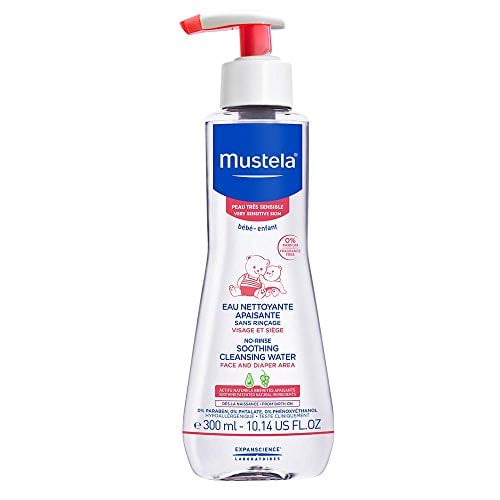 Book Cover Mustela Baby Soothing Cleansing Water - No-Rinse Micellar Water for Very Sensitive Skin - with Natural Avocado & Schizandra Berry - Fragrance Free - 10.14 fl. Oz
