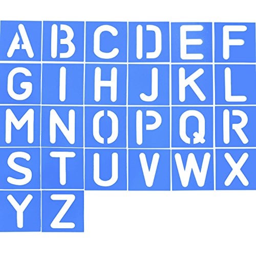 Book Cover Shappy 26 Pieces Plastic Letter Stencil Alphabet Stencils Set for Painting Learning DIY, Blue