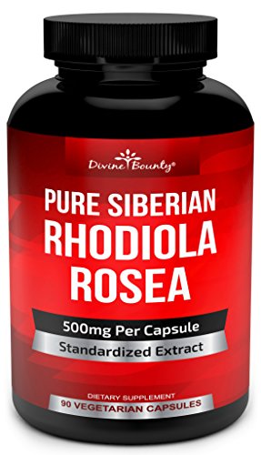 Book Cover Pure Rhodiola Rosea Supplement - 500mg Siberian Rhodiola Extract 3% Rosavins and 1% Salidroside - for Thyroid Support, Stress Relief, Natural Energy, Brain Function and Focus - 90 Vegetarian Capsules