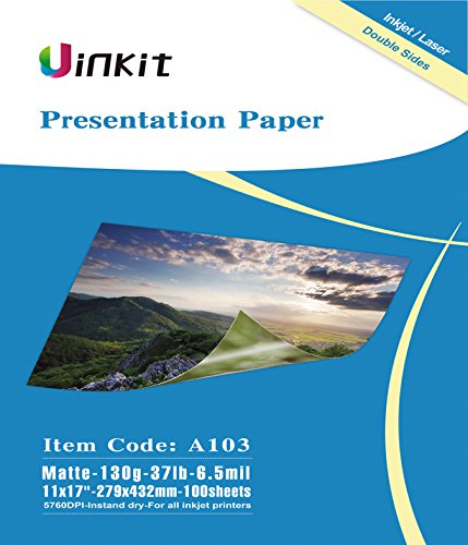 Book Cover Presentation Paper Matte 11x17 - 100Sheets Uinkit Double Side Matt Paper 6.5 Mil 130Gsm For laser and Inkjet Printer