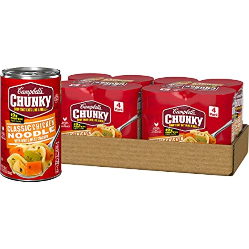 Book Cover Campbell's Chunky Soup, Classic Chicken Noodle Soup, 18.6 Ounce Can, Pack 4 (Pack of 2)