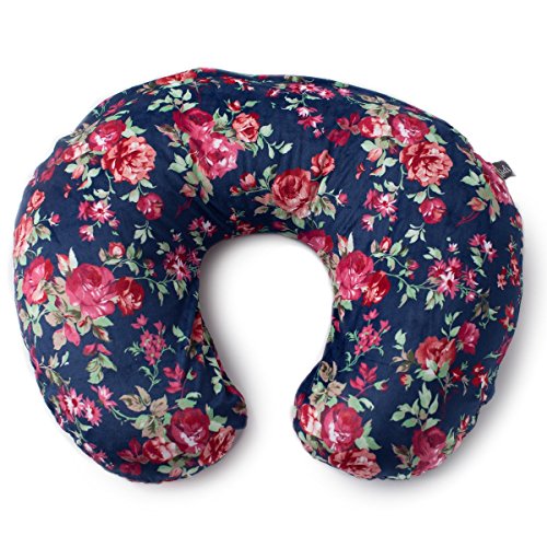 Book Cover Minky Nursing Pillow Cover | Navy Floral Pattern Slipcover | Best for Breastfeeding Moms | Soft Fabric Fits Snug On Infant Nursing Pillows to Aid Mothers While Breast Feeding | Great Baby Shower Gift