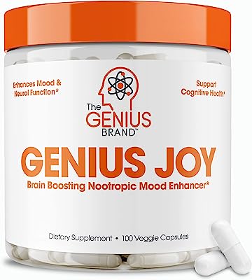 Book Cover Genius Joy, Nootropic Mood Enhancer Supplement - Support Cognitive Health, Enhance Mood & Neural Function with Brain Boosting L-Theanine, Panax Ginseng & SAM-e