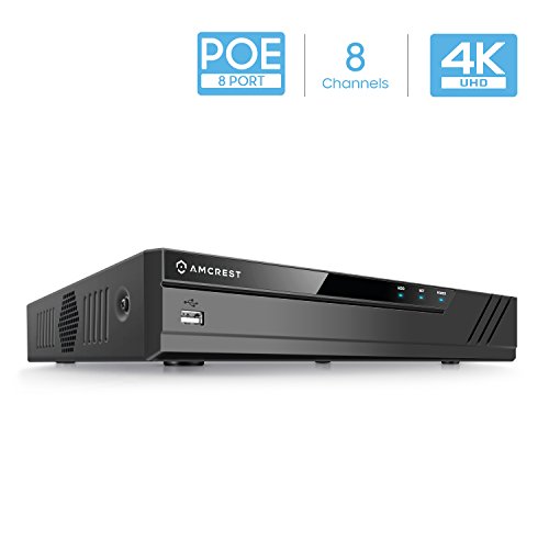 Book Cover Amcrest NV4108E-HS 4K 8CH POE NVR (1080p/3MP/4MP/5MP/6MP/8MP/4K) POE Network Video Recorder - Supports up to 8 x 8MP/4K IP Cameras, 8-Channel Power Over Ethernet Supports up to 6TB HDD (Not Included)