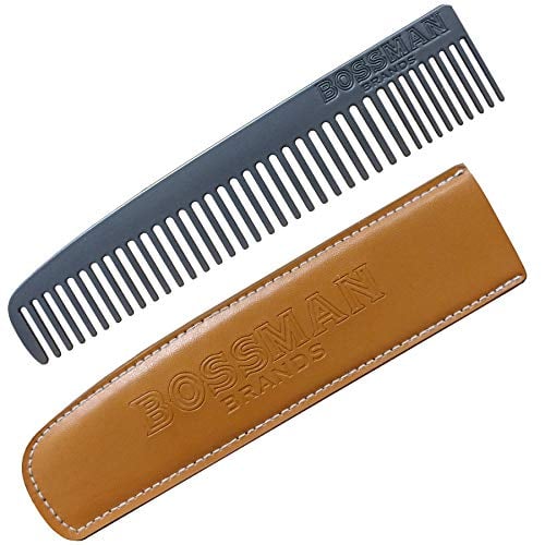 Book Cover Bossman Powder Coated Metal Beard & Mustache Comb, Patent Pending Design Eliminates Snagging of Hairs for a Smooth Glide