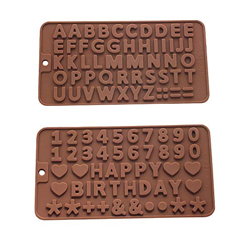 Book Cover Murong Z Letters +Happy Birthday/Numbers/Symbols Mold Chocolate Decorating Silicone Tray (2pcs)