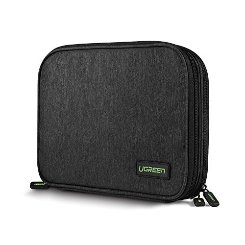 Book Cover UGREEN Electronics Travel Organizer Accessories Cord Cable Storage Bag with Double Layer for Mouse, Power Bank, USB-C Charger, SD Card, Hard Drive, USB Charging Cable, Phone, Power Adapter Plug Black