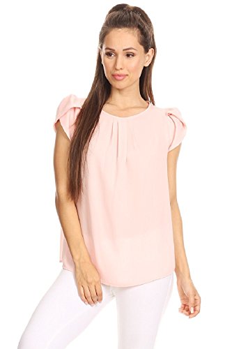 Book Cover VIA JAY's Basic Casual Simple Short Sleeve Blouse TOP