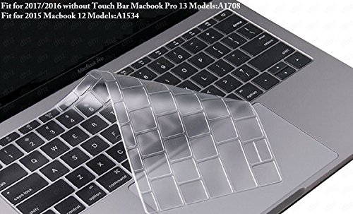 Book Cover DHZ Ultra Thin Transparent Keyboard Cover Skin for Newest 2017/2016 Without Touch Bar MacBook Pro 13