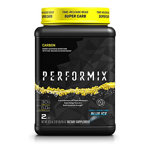 Book Cover Performix Carbon Super Carb, Energy Sustaining Carbon Powder with Time Released Glutamine Beads, Blue Ice, 2lb