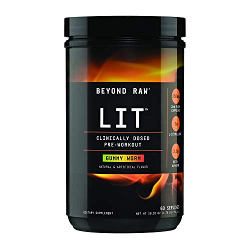 Book Cover Beyond Raw LIT Pre Workout Powder Energy Drink, Gummy Worm, 60 Servings, Contains Caffeine, L-Citruline, and Beta-Alanine, Nitrix Oxide and Preworkout Supplement