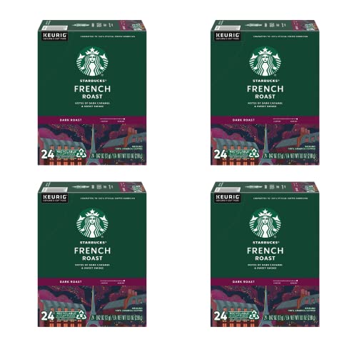 Book Cover Starbucks Coffee K-Cup Pods, French Roast, Dark Roast Coffee, Notes of Dark Caramel & Sweet Smoke, Keurig Genuine K-Cup Pods, 24 CT K-Cups/Box (Pack of 4 Boxes)