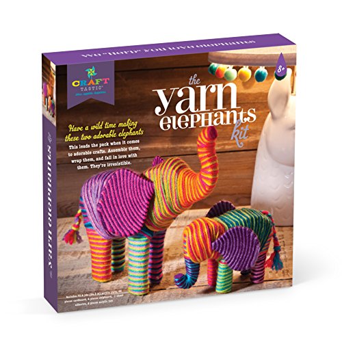 Book Cover Craft-tastic â€“ Yarn Elephants Kit â€“ Craft Kit Makes 2 Yarn-Wrapped Elephants