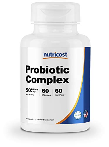 Book Cover Nutricost Probiotic Complex - 50 Billion CFU, 60 Capsules - Probiotic for Men and Women - Veggie Capsules, Non-GMO, Gluten Free