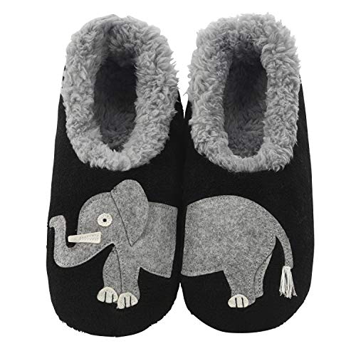 Book Cover Snoozies Pairable Slipper Socks â€“ House Slippers for Women, Fuzzy Slipper Socks with Unique Designs, Non Slip Socks - Elephant - Medium