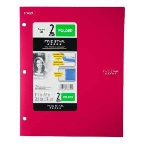 Book Cover 2 - Pocket Folder, Stay-Put Tabs, Plastic,(38060) (RED)