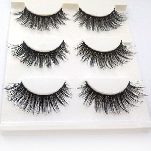 Book Cover Trcoveric 3D Fake Eyelashes Fluffy Volume Long Nature Crisscross Wispies Soft False Lashes Handmade 3 Pair Pack