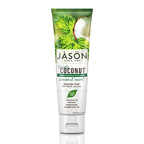 Book Cover Jason Simply Coconut Strengthening Flouride-Free Toothpaste, Coconut Mint, 4.2 Oz