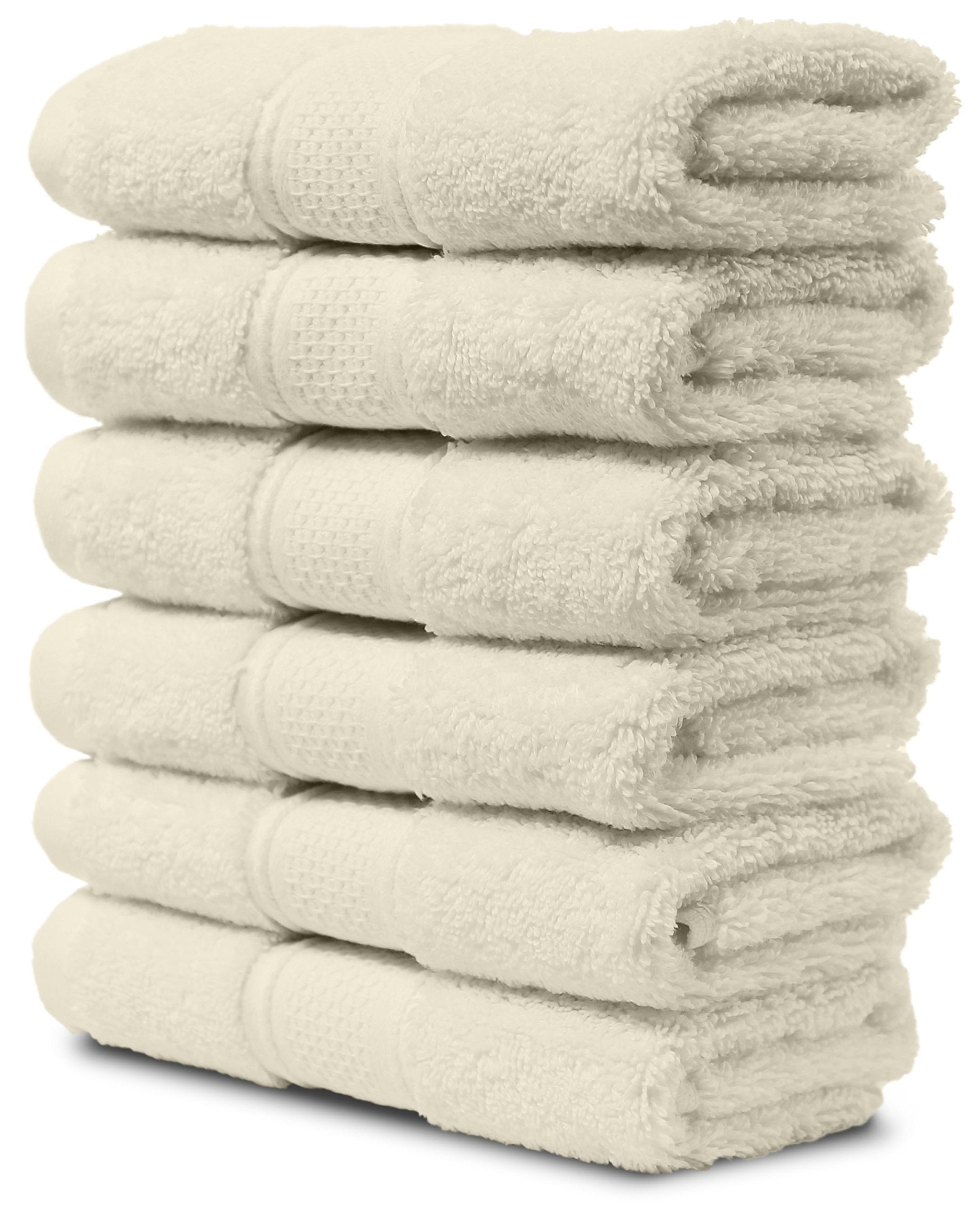 Book Cover Maura Luxurious Turkish Washcloth Set 6 Pack - Soft, Thick, Plush & Super Absorbent Premium Hotel & Spa Quality Oversized Cotton Face Towels. Enhance Your Bathroom - Cream Washcloth (6-Pack) Cream