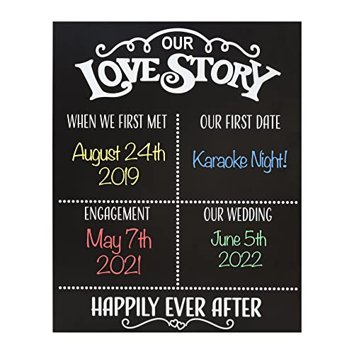 Book Cover JennyGems Our Love Story Chalkboard, Engagement Party and Wedding Reception Decor and Gift, Made in USA