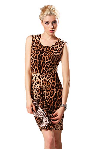 Book Cover ELESOL Women's Sleeveless Sexy Bodycon Mini Leopard Print Party Evening Dress