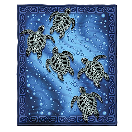 Book Cover Dawhud Direct Tribal Sea Turtles Fleece Throw Blanket