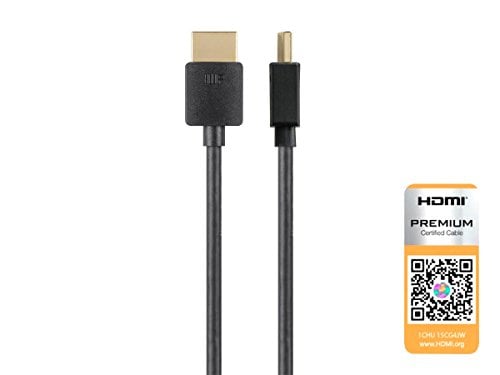 Book Cover Monoprice High Speed HDMI Cable - 2 Feet - Black| Certified Premium, 4K@60Hz, HDR, 18Gbps, 36AWG, YUV, 4:4:4 - Ultra Slim Series (124183)