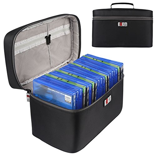 Book Cover BUBM Portable Carrying Case Compatible with PS5/PS4/ PS4 PRO/PS3/Xbox One/Xbox Series X/S Game Disc Storage Bag Travel Case(Hold Up to 20 Discs)-Black