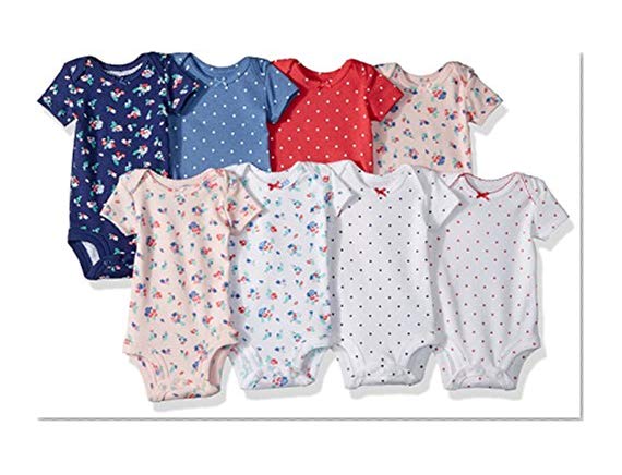 Book Cover Carter's Baby Girls' 8 Pack Short Sleeve Bodysuits