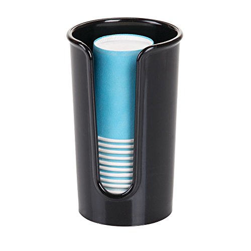 Book Cover iDesign Paper & Plastic Disposable Cup Dispenser for Bathroom Countertops, The Clarity Collection – 3.05” x 3.05” x 5”, Black