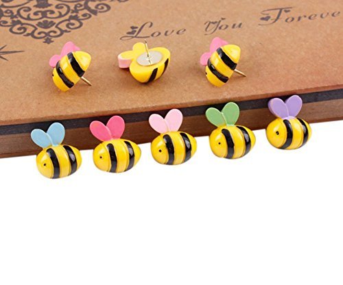 Book Cover Yalis Decorative Thumb Tacks 15 Pcs Bees Push Pins Colorful for Feature Wall, Whiteboard, Corkboard, Photo Wall
