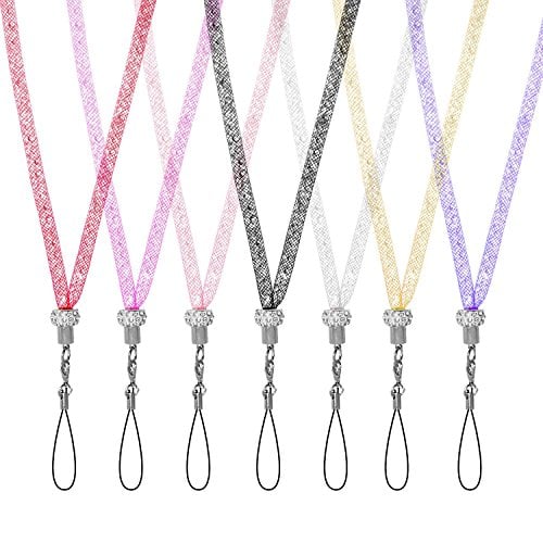 Book Cover Lanyard Strap,Crystal Neck Strap for Cellphones, Phone Cases, Cameras, Keys,Crystal Cellphone Necklaces(19''7 Pack in 7 Assorted Colors)