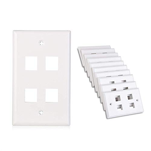 Book Cover Cable Matters 10-Pack Low Profile 4-Port Cat5e, Cat6 Keystone Jack Wall Plate in White