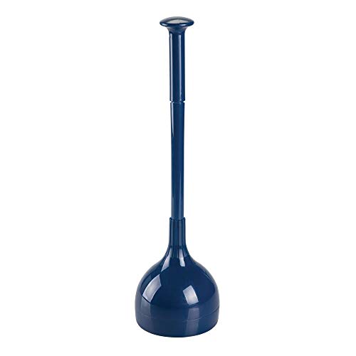 Book Cover mDesign Stylish Plunger - Toilet Unblocker for Clearing a Blocked Toilet - A Modern Design Toilet Plunger Made of Plastic and Rubber - Navy Blue