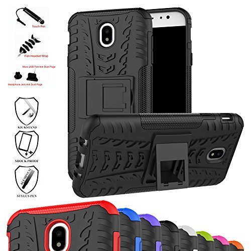 Book Cover Mama Mouth Galaxy J7 Pro J730G Case, Shockproof Heavy Duty Combo Hybrid Rugged Dual Layer Grip Cover with Kickstand for Samsung Galaxy J7 Pro J730G 2017(with 4 in 1 Packaged),Black