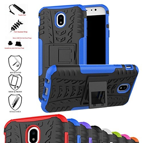 Book Cover Galaxy J7 Pro J730G Case,Mama Mouth Shockproof Heavy Duty Combo Hybrid Rugged Dual Layer Grip Cover with Kickstand for Samsung Galaxy J7 Pro J730G 2017(with 4 in 1 Packaged),Blue