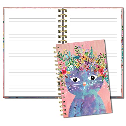Book Cover Medium Hardcover Spiral Notebook by Studio Oh! - Fancy Cat - 5.75