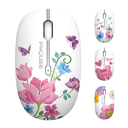 Book Cover TENMOS M101 Wireless Mouse Cute Silent Computer Mice with USB Receiver, 2.4G Optical Wireless Travel Mouse 1600 DPI Compatible with Laptop, Notebook, PC, Computer (Butterfly)