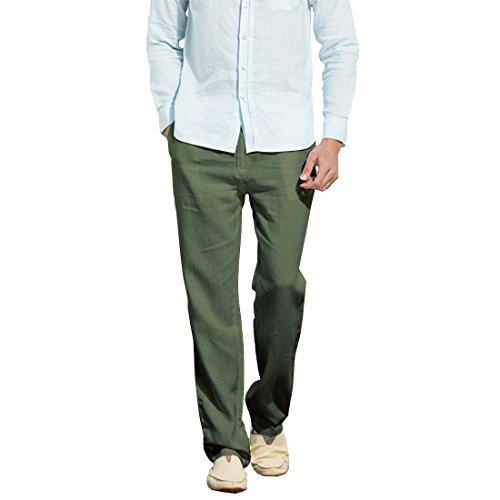 Book Cover Manwan walk Men’s Casual Beach Trousers Elastic Loose Fit Lightweight Linen Summer Pants K70