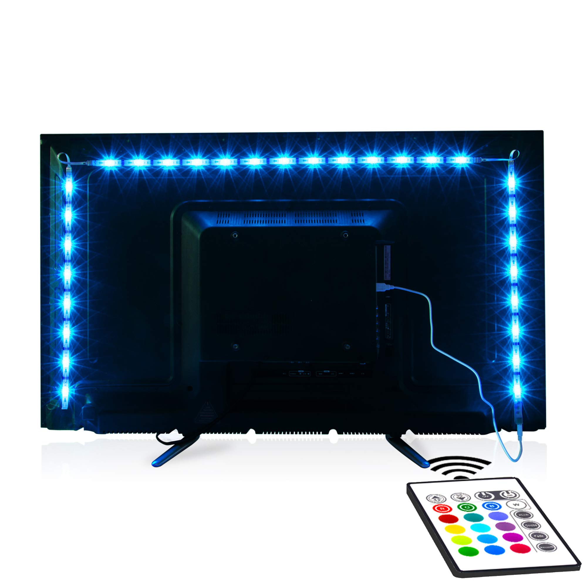 Book Cover Tv Led Backlight,Maylit Pre-Cut 6.56ft Led Strip Lights for 40-60in Tv,4Pcs USB Powered Tv Lights kit with Remote,RGB Bias Lighting for Room Decor 6.56FT for 40''-60'' TV